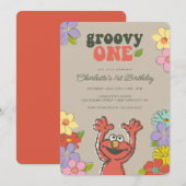 Sesame Street Elmo | Groovy One Floral Birthday Kaart (Voorkant / Achterkant)