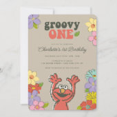Sesame Street Elmo | Groovy One Floral Birthday Kaart (Voorkant)