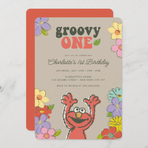 Sesame Street Elmo   Groovy One Floral Birthday Kaart