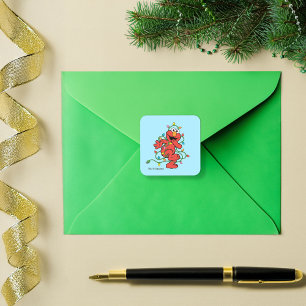 Sesame Street Elmo Kerstlampjes Vierkante Sticker