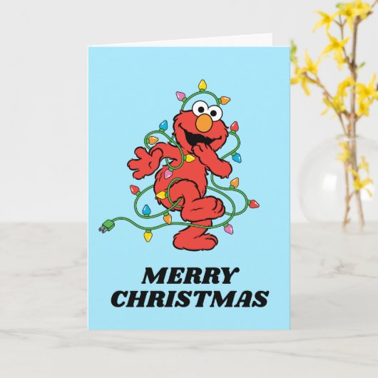Sesame Street | Elmo Kerstlichtjes Kaart (Gele Bloem)