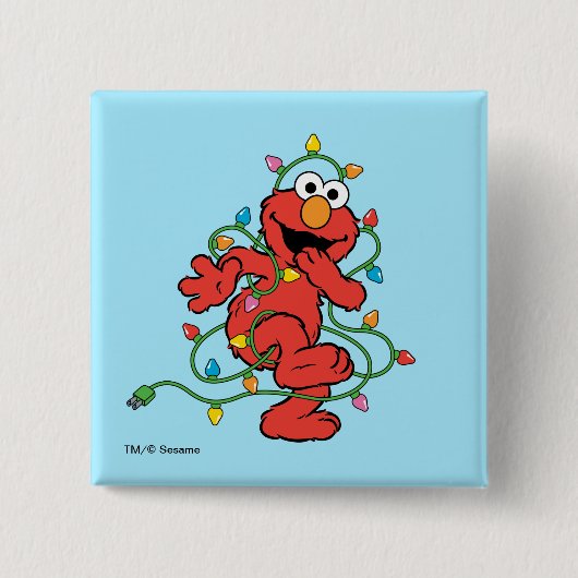 Sesame Street | Elmo Kerstlichtjes Vierkante Button 5,1 Cm (Voorkant)