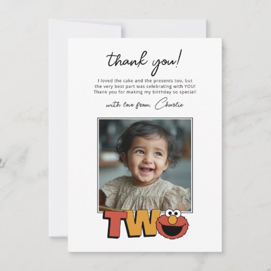 Sesame Street | Elmo - Second Birthday Thank You C Bedankkaart (Voorkant)