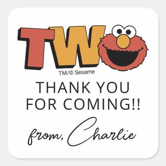 Sesame Street | Elmo - Second Birthday Thank You S Vierkante Sticker (Voorkant)