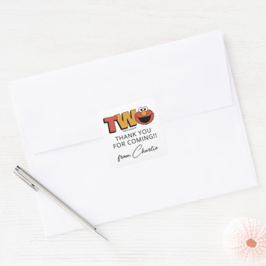 Sesame Street | Elmo - Second Birthday Thank You S Vierkante Sticker (Envelop)