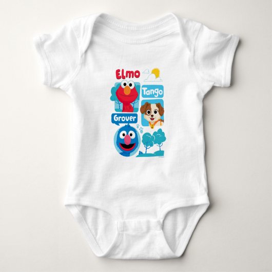Sesame Street | Elmo, Tango, & Grover Park Grafisc Romper (Voorkant)