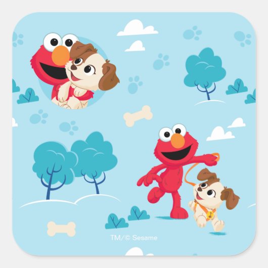 Sesame Street | Elmo & Tango Patroon Vierkante Sticker (Voorkant)