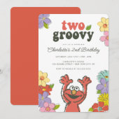 Sesame Street Elmo | Twee Groovy Floral Birthday Kaart (Voorkant / Achterkant)