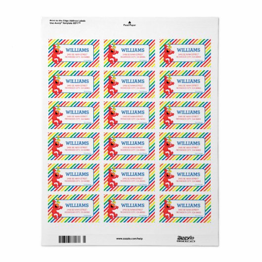 Sesame Street | Elmo - Verjaardag met regenboog Etiket (Full Sheet)