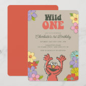 Sesame Street Elmo | Wild One Floral Birthday Kaart (Voorkant / Achterkant)