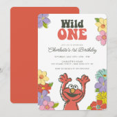 Sesame Street Elmo | Wild One Floral Birthday Kaart (Voorkant / Achterkant)
