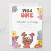 Sesame Street Elmo | Wild One Floral Birthday Kaart (Voorkant)