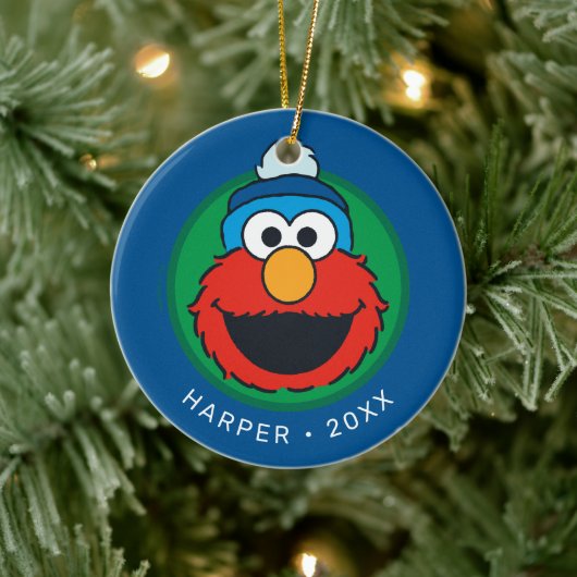 Sesame Street Elmo Winter Elmo Muts Keramisch Ornament (Boom)