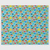 Sesame Street Faces Pattern on Blue Cadeaupapier (Vlak)