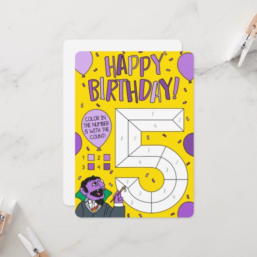 Sesame Street | Graaf von Tel Kleur op nummer Kaart (Voorkant / Achterkant in situ)