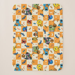 Sesame Street Halloween geruite patroon Sherpa Deken