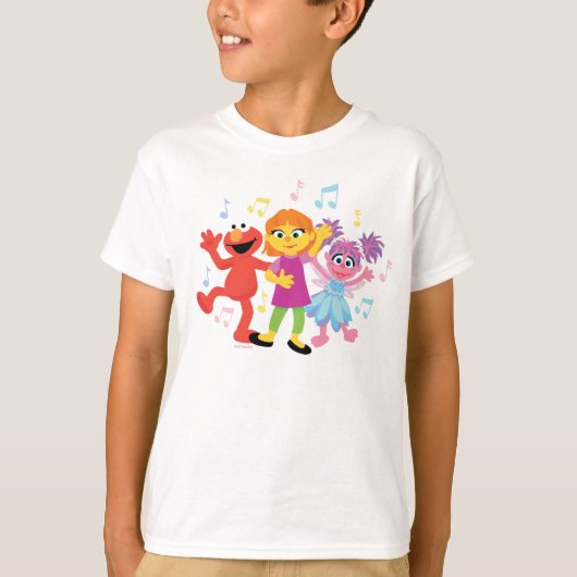 Sesame Street | Julia, Elmo & Abby dansen T-shirt (Voorkant)