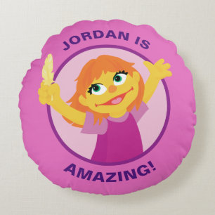 Sesame Street   Julia Holding Feather Rond Kussen