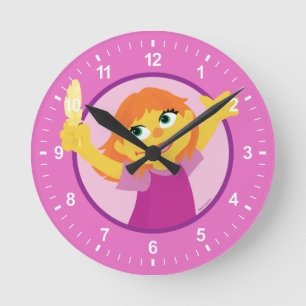 Sesame Street Julia Holding Feather Ronde Klok