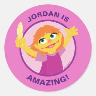 Sesame Street   Julia Holding Feather Ronde Sticker