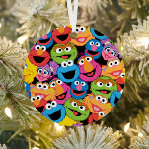 Sesame Street Karakter Gezichten Patroon Metalen Ornament