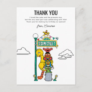 Sesame Street Karakters & Straatnaambord Bedankt P Briefkaart