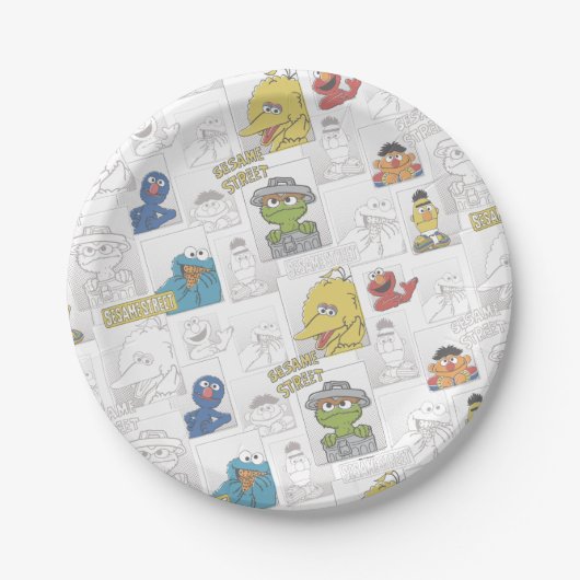 Sesame Street Klassiek Comic Pattern Papieren Bordje (Voorkant)
