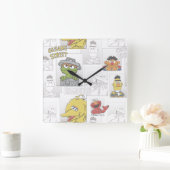 Sesame Street Klassiek Comic Pattern Vierkante Klok (Huis)
