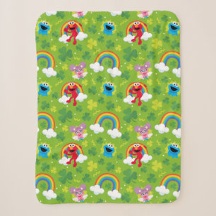 Sesame Street Klaver en Regenboog Patroon Sherpa Deken