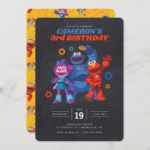 Sesame Street Mecha Builders Chalkboard Birthday Kaart