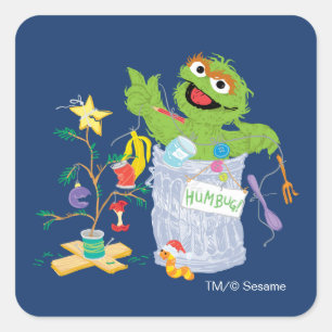 Sesame Street   Oscar - Kerstboom Vierkante Sticker