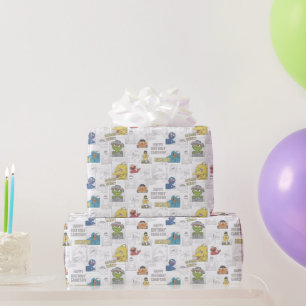 Sesame Street Oud Strips Patroon Cadeaupapier