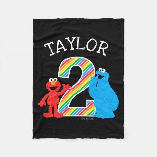 Sesame Street Pals Chalkboard Rainbow 2nd Birthday Fleece Deken (Voorkant)