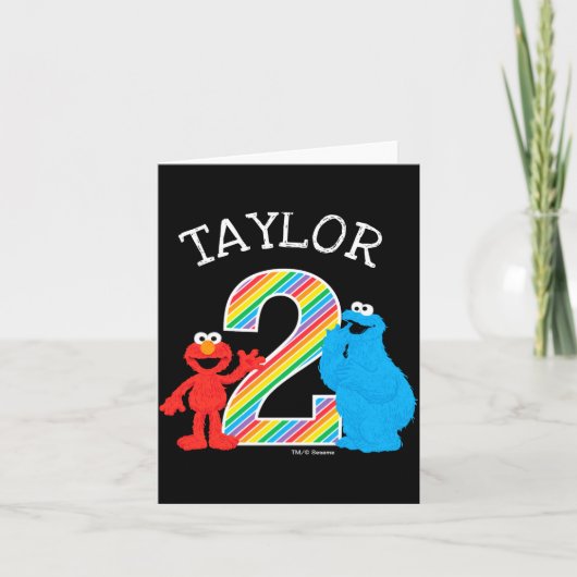 Sesame Street Pals Chalkboard Rainbow 2nd Birthday Kaart (Voorkant)