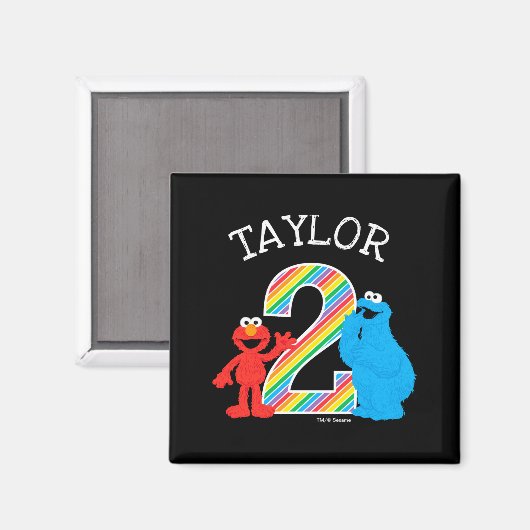 Sesame Street Pals Chalkboard Rainbow 2nd Birthday Magneet (Voorkant / Achterkant)