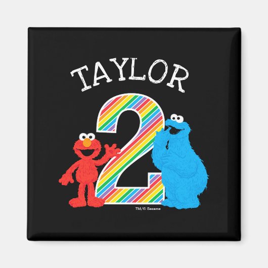 Sesame Street Pals Chalkboard Rainbow 2nd Birthday Magneet (Voorkant)