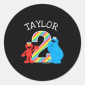Sesame Street Pals Chalkboard Rainbow 2nd Birthday Ronde Sticker (Voorkant)