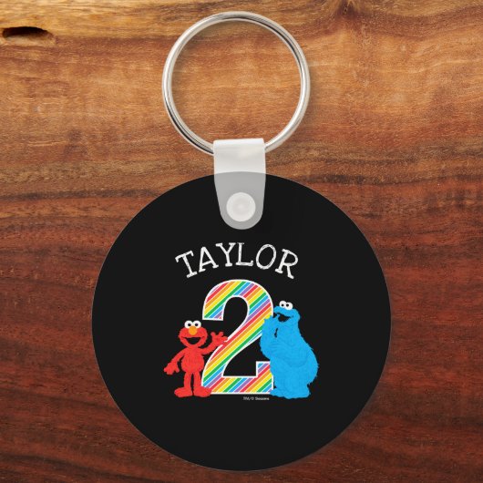 Sesame Street Pals Chalkboard Rainbow 2nd Birthday Sleutelhanger (Voorkant)