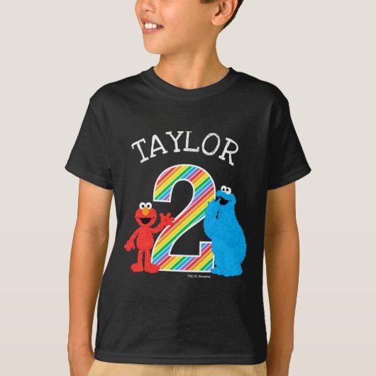 Sesame Street Pals Chalkboard Rainbow 2nd Birthday T-shirt (Voorkant)