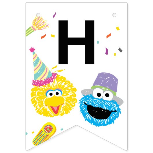 Sesame Street Pals Confetti Birthday Bunting Flags Vlaggetjes (Tweede vlag)