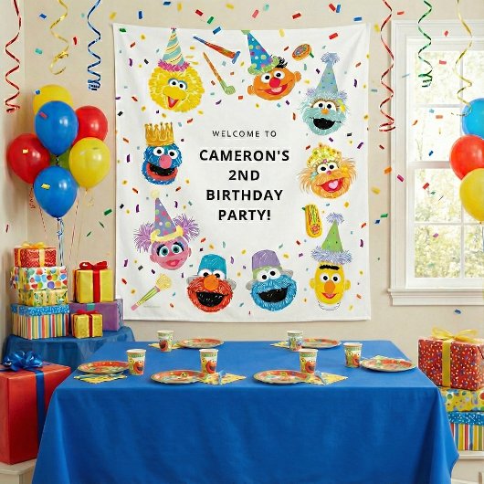 Sesame Street Pals Confetti Birthday Welcome Wandkleed