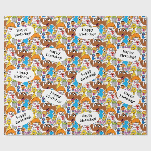 Sesame Street Pals Doodley Pattern Cadeaupapier (Vlak)