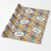 Sesame Street Pals Doodley Pattern Cadeaupapier (Uitgerold)