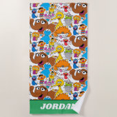 Sesame Street Pals Doodley Pattern Strandlaken (Voorkant)