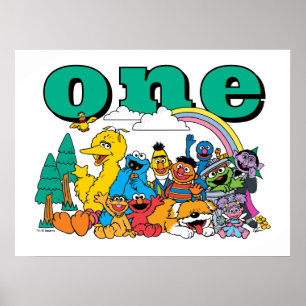 Sesame Street-personages Eerste Verjaardag Poster