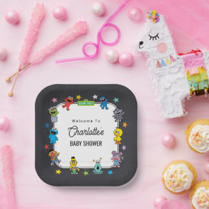 Sesame Street-personages Schoolbord Baby Shower Papieren Bordje