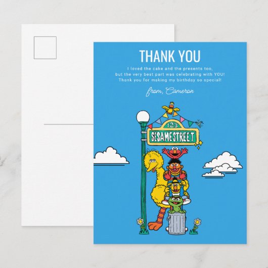 Sesame Street-personages & Straatnaambord Dank U P Briefkaart (Voorkant / Achterkant)