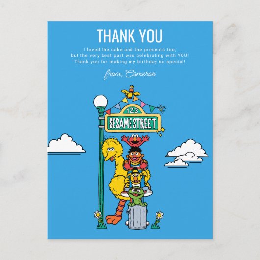 Sesame Street-personages & Straatnaambord Dank U P Briefkaart (Voorkant)