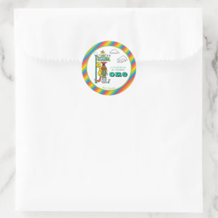 Sesame Street-personages & straatnaambord verjaard Ronde Sticker