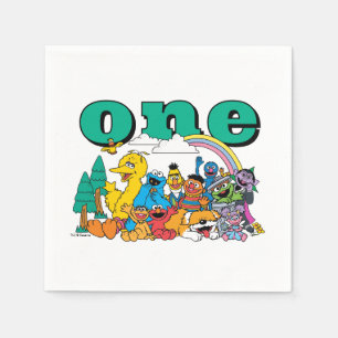 Sesame Street-personages & straatnaambord verjaard Servet